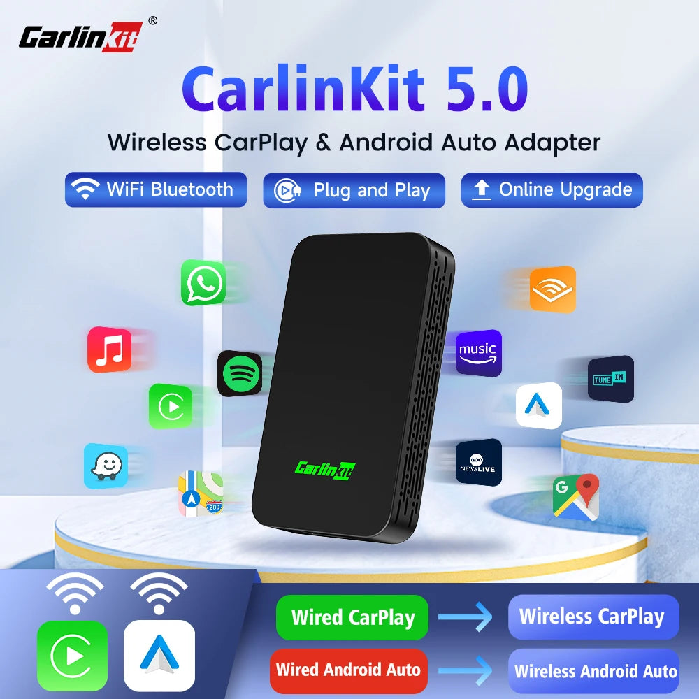 CarlinKit 5.0 – Wireless CarPlay & Android Auto USB Adapter