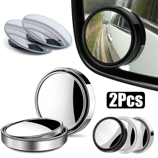 2PCS Universal Blind Spot Mirror – 360° Adjustable Wide Angle for Cars