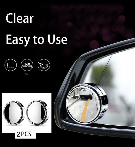 2PCS Universal Blind Spot Mirror – 360° Adjustable Wide Angle for Cars